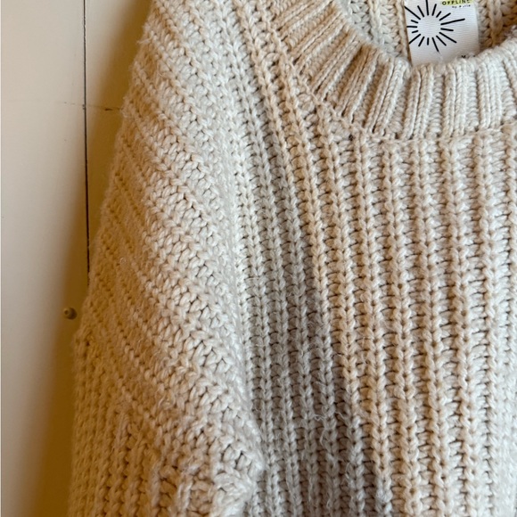 Aerie Beige Knit Crew Neck Sweater - Picture 3 of 9